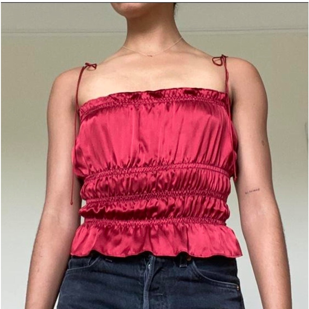 TOPSHAP‎ MOTO Ruched Cami Halter Top Red. Size S (318)